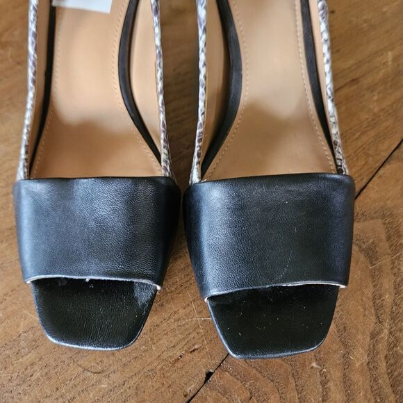 Calvin Klein NAREEN Mixed Print Black/Snake Slip On Open Peep Toe Pumps Sz 8M - Picture 4 of 8